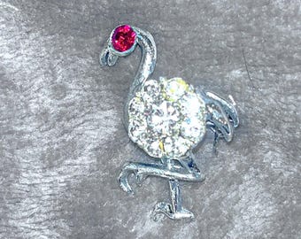 mid century vintage flamingo brooch