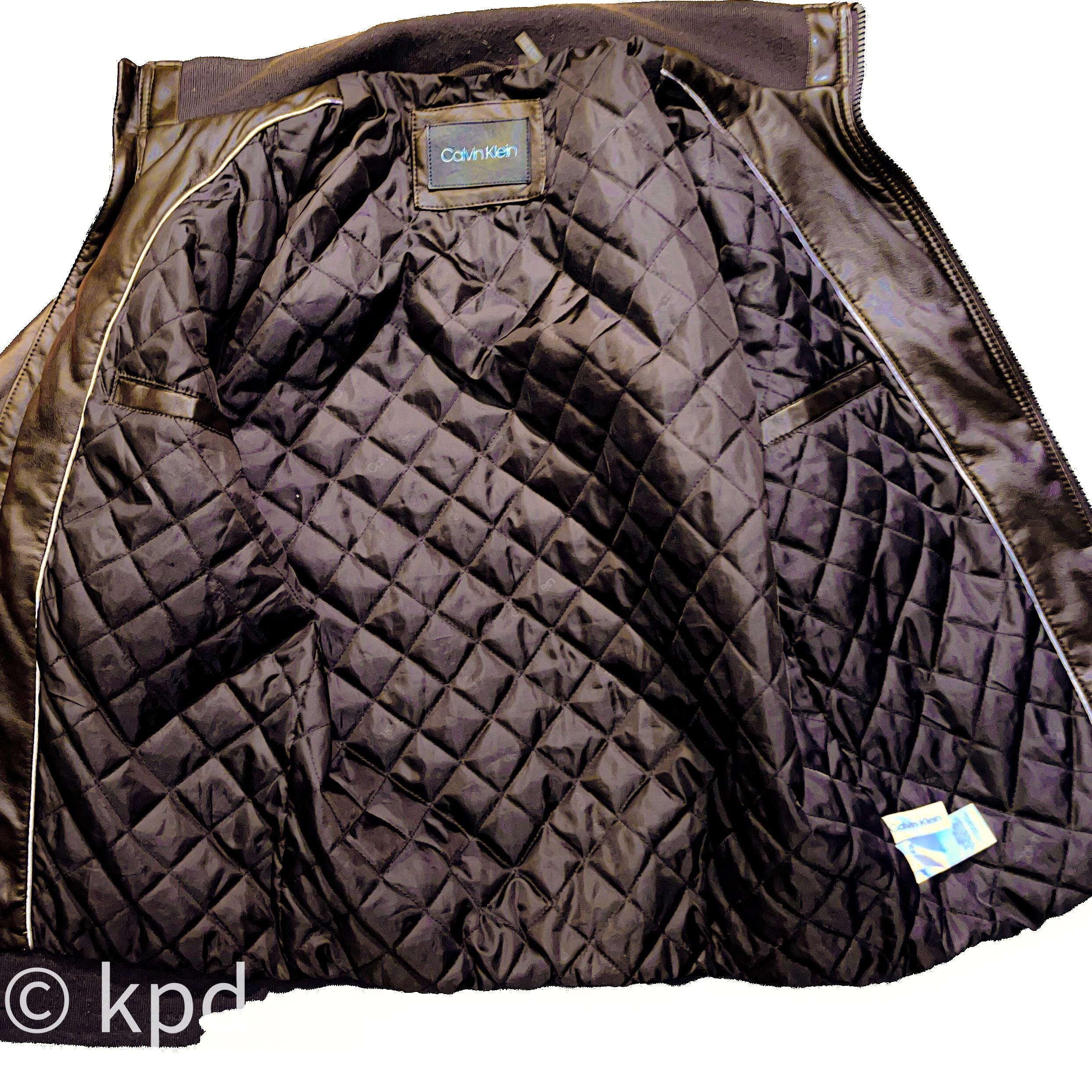 Vintage 1980s Calvin Klein Faux Chocolate Brown Leather Bomber 