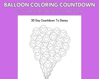 30 Days To Trip Countdown Coloring Page  | 8.5&quot; x 11&quot; Instant Download Printable