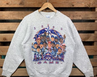 Vintage Mlb 1995 All Star Game Sweatshirt Texas Rangers Pullover Sweater American National Crewneck Jumper Mlb All Star Game Graphic Print