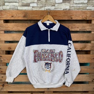 Vintage San Francisco Sweatshirt San Francisco Halfzipper Sweater San Francisco Crewneck Jumper San Francisco Logo Graphic Medium Size