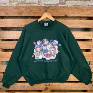 Vintage Cute Snowman Christmas Sweatshirt Snowman Pullover Sweater Cute Snowman Crewneck Jumper Snowman Graphic Print Christmas Gift