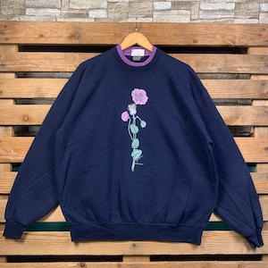 Vintage Morning Sun Floral Sweatshirt Morning Sun Pullover Sweater Morning Sun Crewneck Jumper Morning Sun Floral Graphic Print XLarge