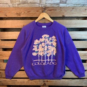 Vintage Colorado State Sweatshirt Colorado Pullover Jumper Colorado Crewneck Sweater Colorado State Graphic Print Purple Colour Medium
