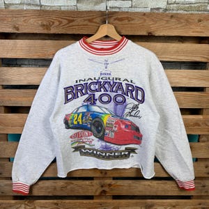 Vintage Distress Brickyard Sweatshirt Nascar Racing Pullover Sweater Nascar Crewneck Jumper Nascar Print Graphic DuPont Racing Gray Color