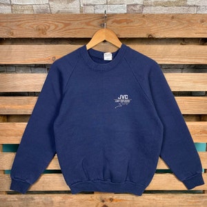 Vintage JVC Color Television Sweatshirt JVC Crewneck Jumper JVC Pullover Sweater Jvc Color Television Embroidery Logo Navy Blue Color Small