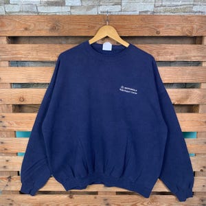 Vintage Motorola Radio Sweatshirt Motorola Pullover Sweater Motorola Crewneck Jumper Navy Blue Color Embroidery Logo 2XLarge Size Oversize
