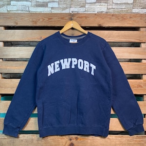 Vintage Newport Sweatshirt Newport Pullover Sweater Newport Crewneck Jumper Newport Logo Graphic Print Navy Blue Colour Small Size