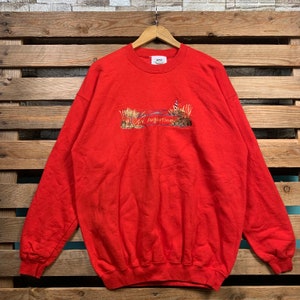 Vintage St Augustine Sweatshirt St Augustine Crewneck Jumper St Augustine Pullover Sweater St Augustine Embroidery Logo Red Colour Large