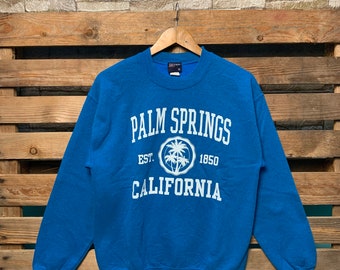 Vintage Palm Springs California Sweatshirt California Pullover Sweater California Crewneck Jumper Palm Springs California Logo Graphic Print