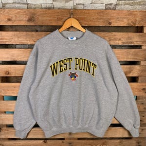 Vintage NCAA West Point Army Sweatshirt West Point Pullover Sweater West Point Crewneck Jumper West Point Embroidery Logo Grey Color