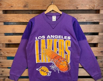 Vintage NBA Los Angeles Lakers Sweatshirt Lakers Crewneck Jumper NBA Pullover Sweater Purple Color Medium Size Kobe Bryan Sweatshirt