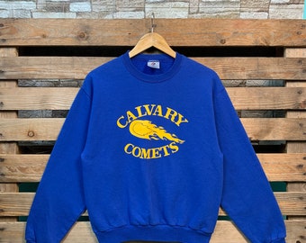 Vintage Calvary Comets Sweatshirt Calvary Comets Pullover Sweater Calvary Comets Crewneck Jumper Calvary Comets Graphic Print Logo Blue
