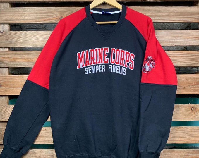 Zerogravitee USMC Semper Fi Crewneck Sweatshirt - Officially Licensed, 50/50 Poly/Cotton, Heavyweight