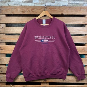 vintage Washington Dc sweat-shirt Washington pull-over Washington pull ras du cou Washington DC logo brodé couleur rouge grand