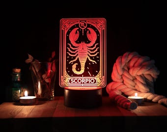 Zodiac Tarot Card Night Light, Horoscope LED Desk Lamp