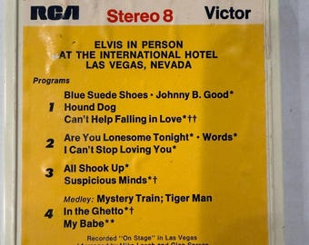 Elvis en persona en el International Hotel Las Vegas Nevada Cartucho de cinta de 8 pistas