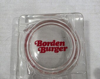 Borden Burger 1960's Advertising Glass Ashtray