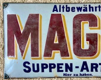 MAGGIS -Suppen-Artikel großes Emaille-Schild von 1920