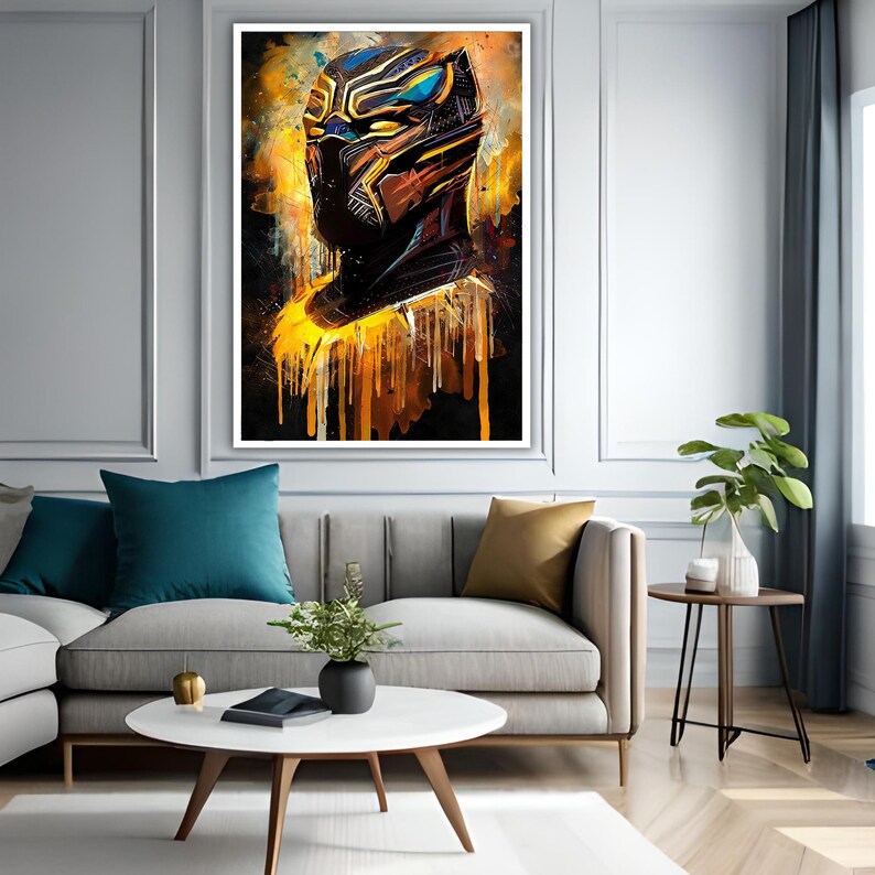Black Panther Canvas Wall Decor, Wildlife Art Painting, Black Panther Wall Art, Marvel Poster