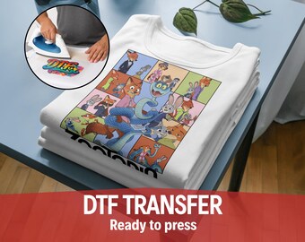 Disney Zootopia Ready To Press,Nick Wilde And Judy Hopps DTF Transfer,Disney Zootopia Couples DTF,Disney Family Trip Transfer,Zootropolis