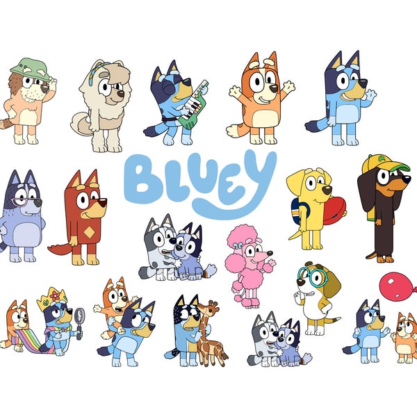 35+ Blue Dog Svg Bundle, Blue Dog Birthday Bundle Blue Dog Family Png Files, Png For Shirts, Birthday Png, Clipart png, Digital Download