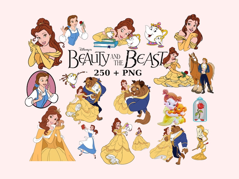 Beauty and Beast Bundle Png, Belle PNG Clipart Bundle, Beauty and the ...