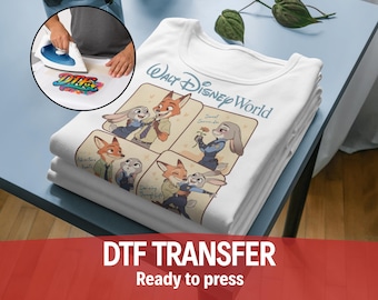 Disney Zootopia Ready To Press,Nick Wilde And Judy Hopps DTF Transfer,Disney Zootopia Couples DTF,Disney Family Trip Transfer,Zootropolis