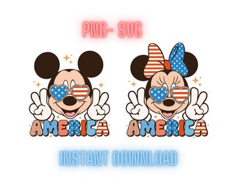 Mouse Head 4th of July PNG- SVG Bundle, 4th of July Bundle, Fourth Of July Svg, USA Png, America Png-svg, Independence Day, American Flag