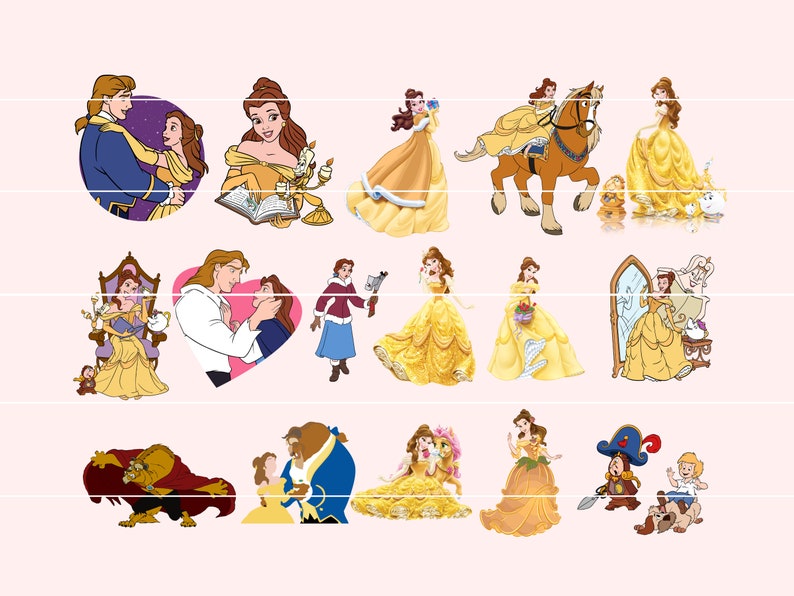 Beauty and Beast Bundle Png, Belle PNG Clipart Bundle, Beauty and the ...