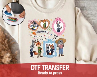 Disney Zootopia Ready To Press,Nick Wilde And Judy Hopps DTF Transfer,Disney Zootopia Couples DTF,Disney Family Trip Transfer,Zootropolis