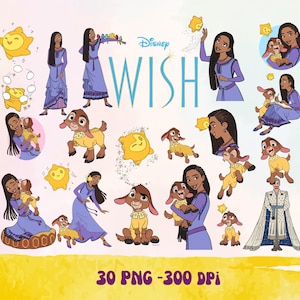Wunsch Film PNG Bündel, Wunsch Prinzessin Asha, Asha und Valentino Png, Prinzessin Png, Valentino die Ziege Png, Asha Png, sofortiger Download Png