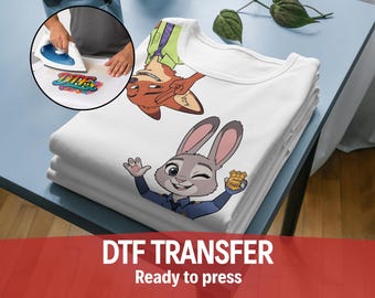 Disney Zootopia Ready To Press,Nick Wilde And Judy Hopps DTF Transfer,Disney Zootopia Couples DTF,Disney Family Trip Transfer,Zootropolis