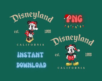 Mickey und Minnie Disneyland Weihnachten PNG: Sublimationsdesign (Digitaler Download)