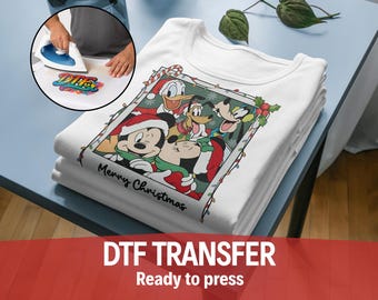 Mickey and Friends Christmas Polaroid DTF Transfer, Ready to Press