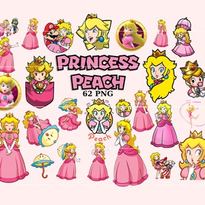 Princess Peach  PNG Cliparts Bundle, Mario Princess PNG, Printable Peach, SuperMario Bros PNG Princess Peach Birthday