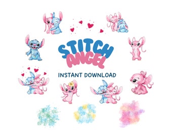 Stitch and Angel PNG Bundle, Craft Designs (Digital Download)