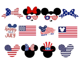 Mouse Head 4th of July PNG- SVG Bundle, 4th of July Bundle, Fourth Of July Svg, USA Png, America Png-svg, Independence Day, American Flag