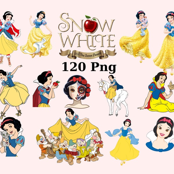 Snow White PNG bundle, Princess Instant Digital Download,  Transparent background, Snow White printable