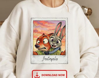 Zootopia Judy and Nick Paloroid Png, Zootropolis Disneyland Png (Instant Download)