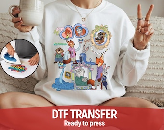 Disney Zootopia Ready To Press,Nick Wilde And Judy Hopps DTF Transfer,Disney Zootopia Couples DTF,Disney Family Trip Transfer,Zootropolis