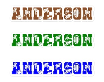 3 Custom Football Name Stickers: Personalized Vinyl Decals