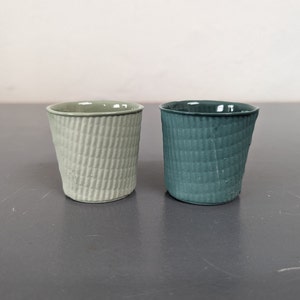 Porcelain espresso cups in paper cup take away design, handmade from pigmented premium Limoges porcelain, Sake cup, ceramics gift, colourful image 6