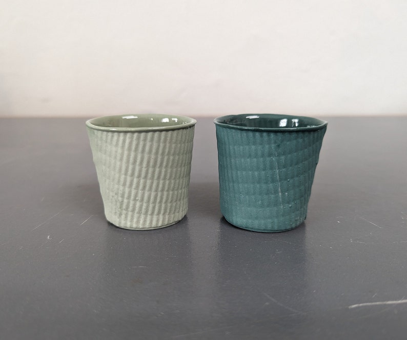 Porcelain espresso cups in paper cup take away design, handmade from pigmented premium Limoges porcelain, Sake cup, ceramics gift, colourful image 6