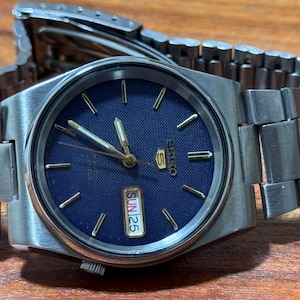 Seiko automatic gents vintage rare blue dial watch