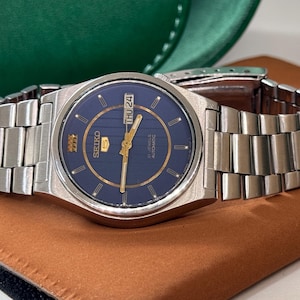 Seiko automatic gents vintage rare blue dial watch