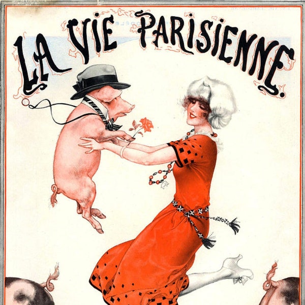 Mademoiselle Circe, La Vie Parisienne, art deco, vintage print, french, illustration, goth art, cabaret style