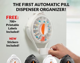 Pill Storage Dispenser, DIY Custom Label Case, Pill Box Organizer, Pill Organizer, Medication Organizer, Pill Holder with Stickers, Spindo