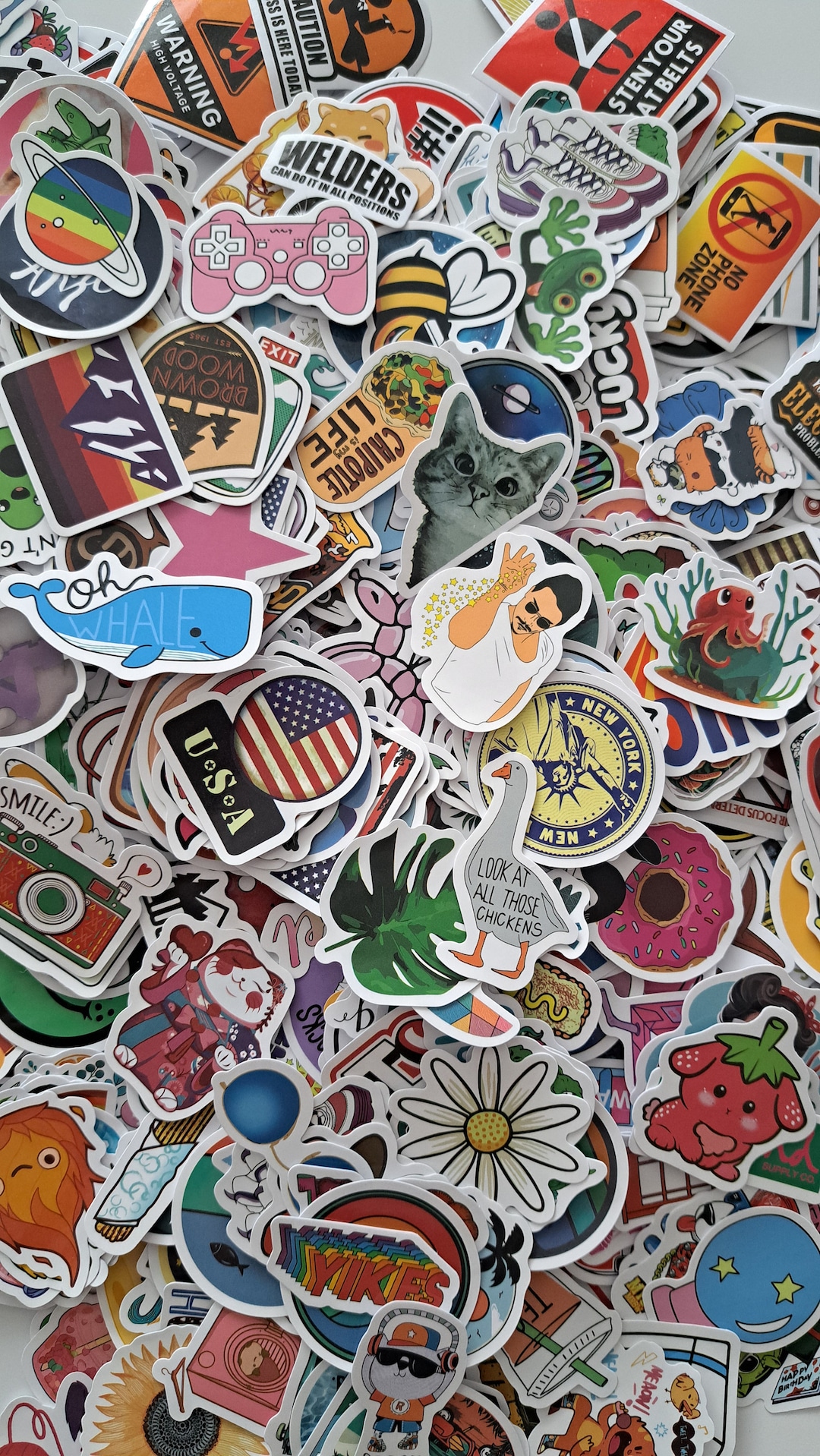 Assorted Vinyl Stickers - 100-piece Waterproof Decal Collection for ...