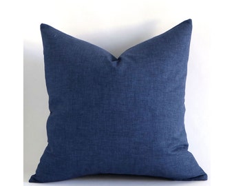Solid Indigo Blue Decorative Throw Pillow Covers - 10 Sizes, + 8 Coordinating Prints Available A001